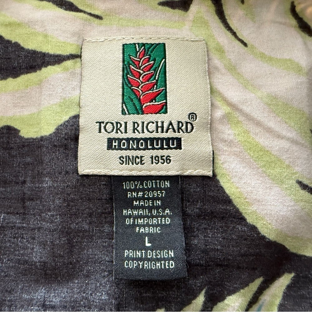 TORI RICHARD Aloha Hawaiian Tropical Collared Shirt Men L Large - Picture 4 of 5